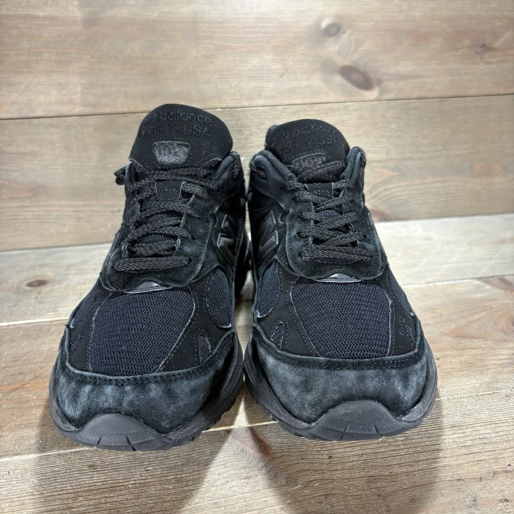 new balance 993 mens size 9.5 shoes black suede athletic running sneakers